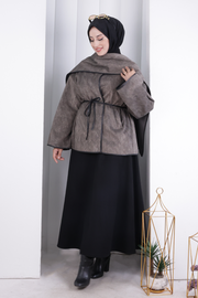 Cape Detail Belted Jacket 1207 Mink — view 2