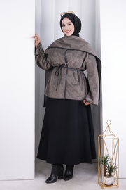 Cape Detail Belted Jacket 1207 Mink — view 3