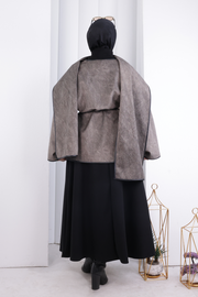 Cape Detail Belted Jacket 1207 Mink — view 4