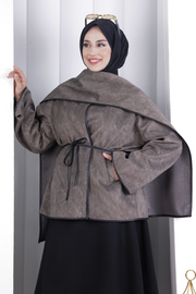 Cape Detail Belted Jacket 1207 Mink — view 5