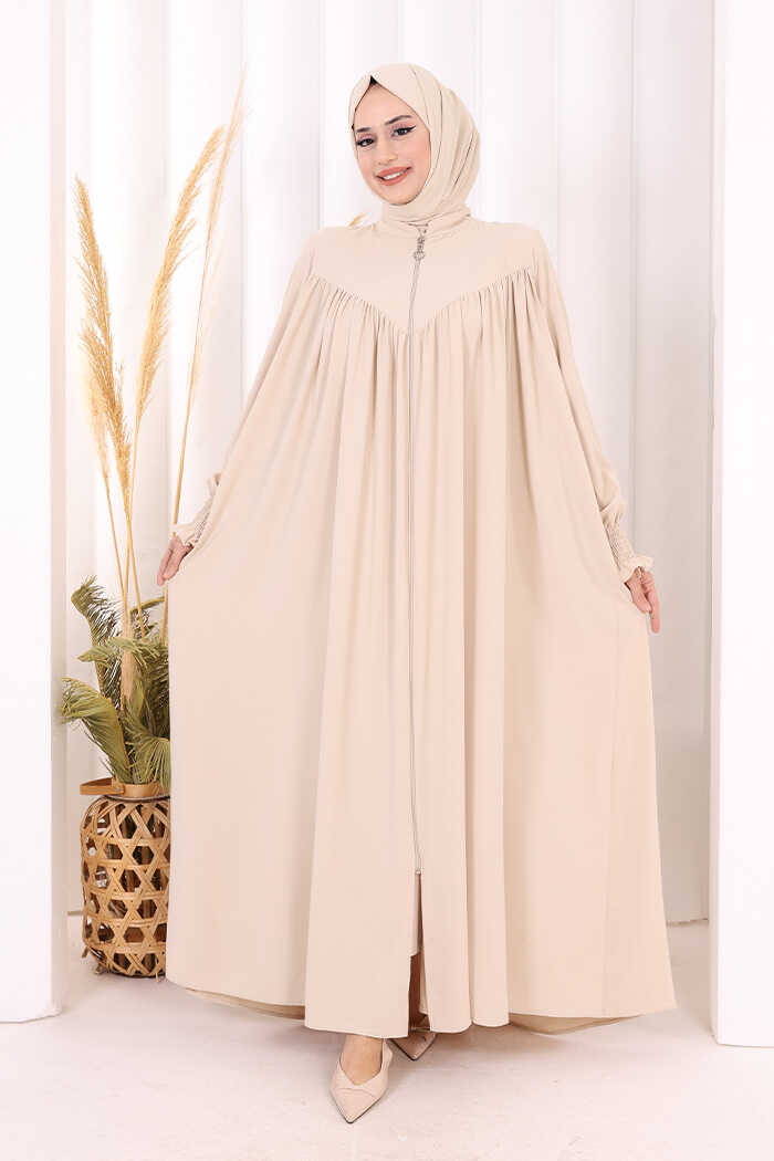 Yoke Detail Abaya with Shawl 7056 Stone