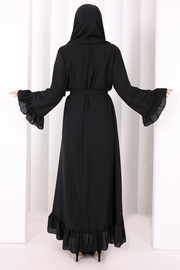 Ruffled Dress with Matching Hijab 6085 Black - view 5