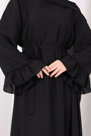 Ruffled Dress with Matching Hijab 6085 Black - view 7