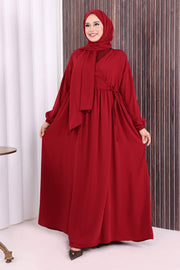 Shawl Wrap Prayer Dress 6027 Burgundy front view