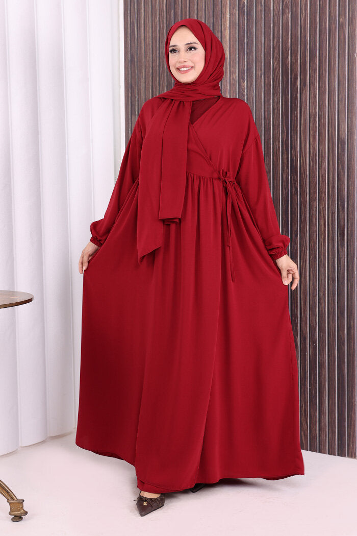 Shawl Wrap Prayer Dress 6027 Burgundy