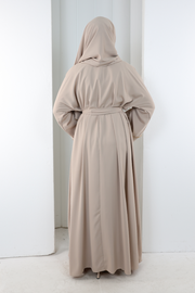 Crystal-Detailed Abaya with Matching Hijab 7096 Stone - view 4