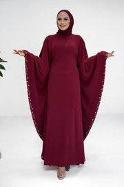Embellished Batwing Dress 3969 Burgundy - view 1