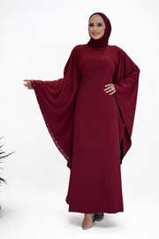 Embellished Batwing Dress 3969 Burgundy - view 2