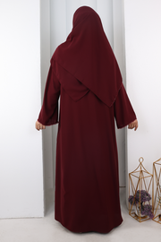 Crystal-Embellished Abaya 7091 Burgundy
