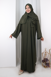 Crystal-Embellished Abaya 7091 Khaki