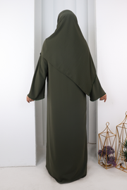 Crystal-Embellished Abaya 7091 Khaki