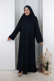 Crystal-Embellished Abaya 7091 Navy