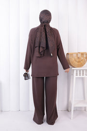 Modest Tunic and Trouser Set 1213 Brown — view 2