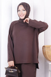 Modest Tunic and Trouser Set 1213 Brown — view 5