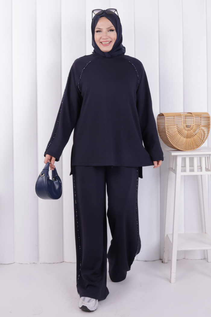 Modest Tunic and Trouser Set 1213 Navy — view 1