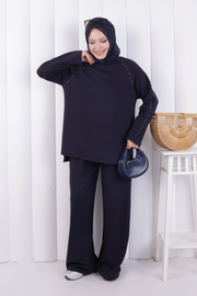 Modest Tunic and Trouser Set 1213 Navy — view 2