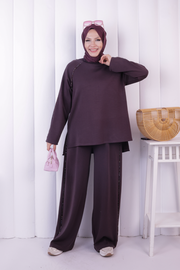 Modest Tunic and Trouser Set 1213 Plum — view 1