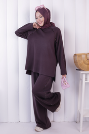 Modest Tunic and Trouser Set 1213 Plum — view 3