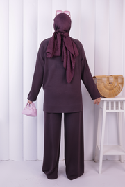 Modest Tunic and Trouser Set 1213 Plum — view 4