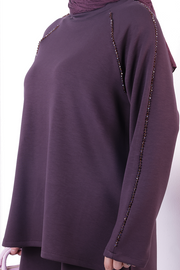 Modest Tunic and Trouser Set 1213 Plum — view 6