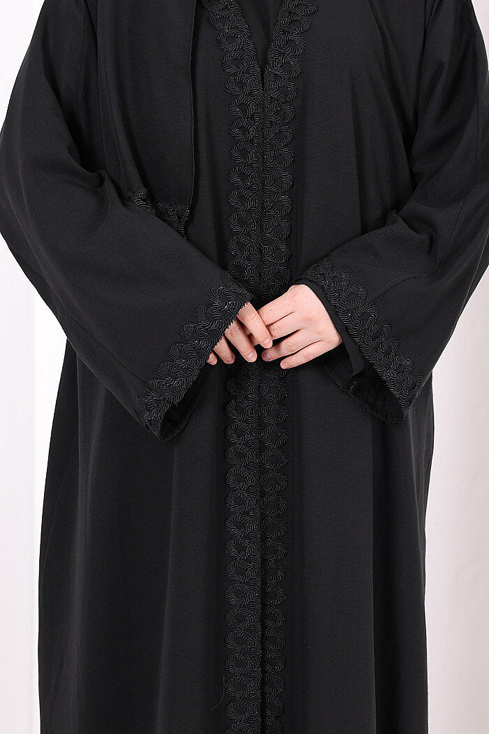 Three-Piece Lace Abaya Set 6089 Black