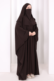 6038 Umrah Dress with Shawl and Niqab – Brown, view 3