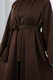 Long-Cardigan Three-Piece Set 8716 Brown