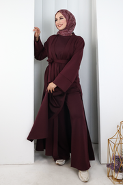 Long-Cardigan Three-Piece Set 8716 Plum