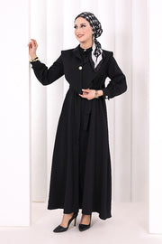 Removable-Collar Modest Dress 7066 Black view 2