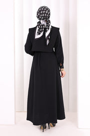 Removable-Collar Modest Dress 7066 Black view 5