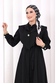 Removable-Collar Modest Dress 7066 Black view 6