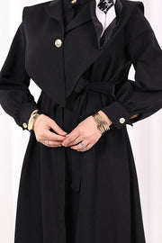 Removable-Collar Modest Dress 7066 Black view 7