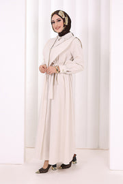 Removable-Collar Modest Dress 7066 Stone view 3
