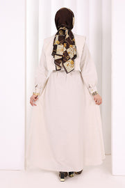 Removable-Collar Modest Dress 7066 Stone view 4