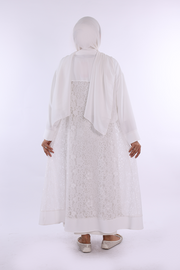 Lace Collar Detail Abaya 7830 Ecru — view 2