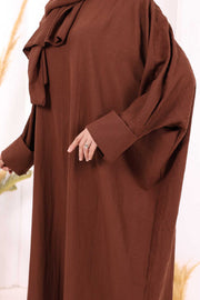 Batwing Modest Dress with Shawl 2398 in Brown, view 6