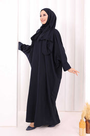 Batwing Modest Dress with Shawl 2398 in Navy, view 3