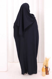 Batwing Modest Dress with Shawl 2398 in Navy, view 4
