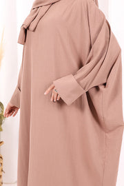 Batwing Modest Dress with Shawl 2398 in Salmon, view 7