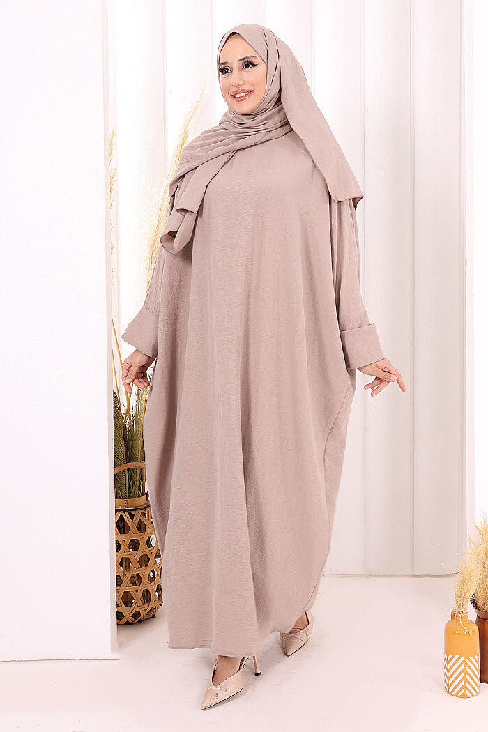 Batwing Modest Dress with Shawl 2398 in Mink, view 1