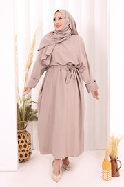 Batwing Modest Dress with Shawl 2398 in Mink, view 3