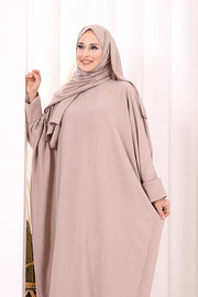 Batwing Modest Dress with Shawl 2398 in Mink, view 5