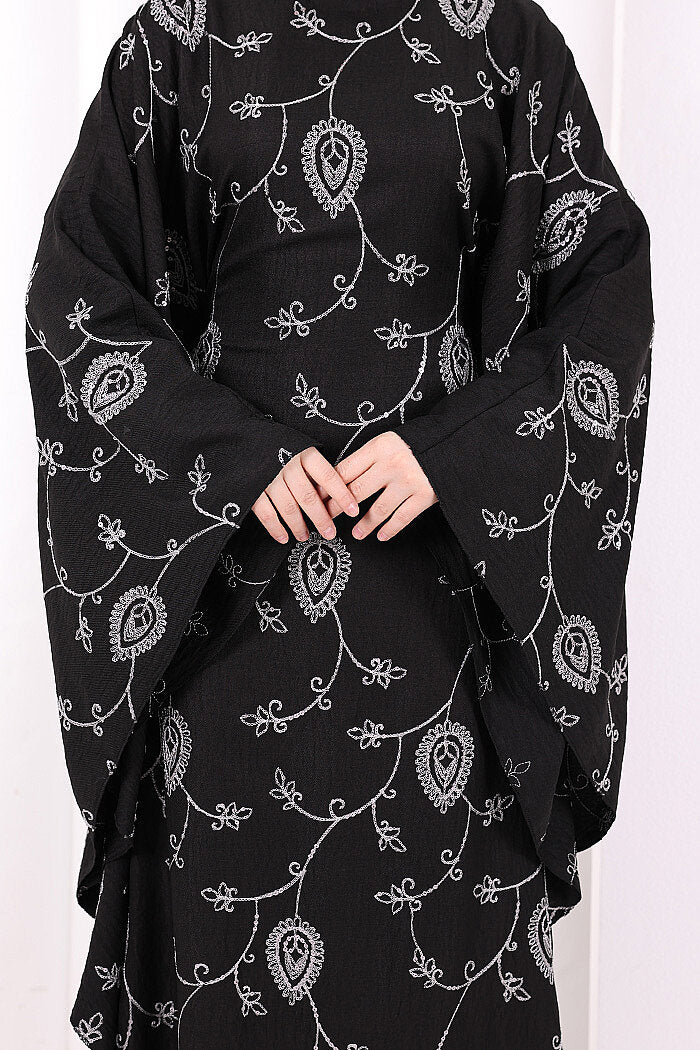 Batwing Embroidered Dress 7084 Ecru