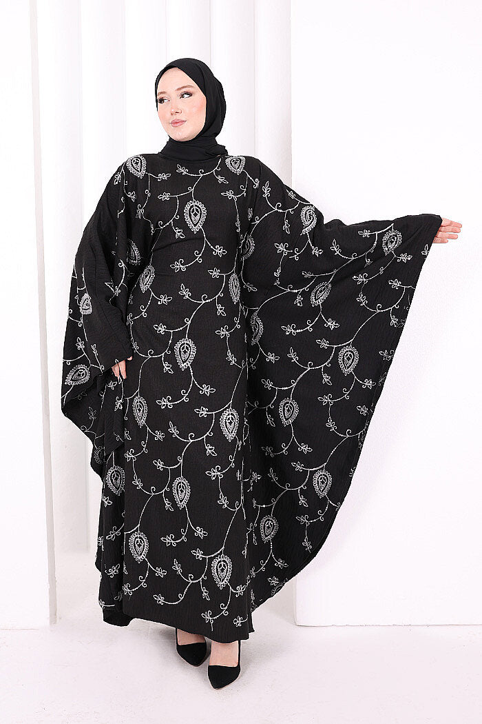 Batwing Embroidered Dress 7084 Ecru