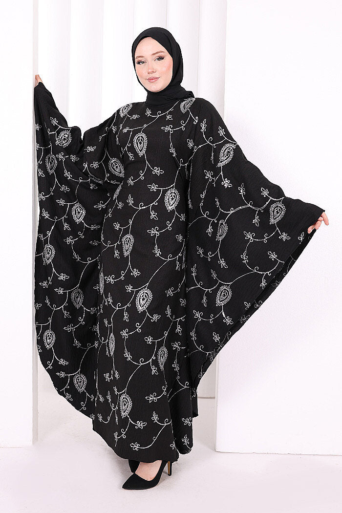 Batwing Embroidered Dress 7084 Ecru